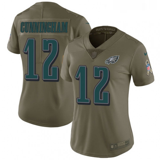 Womens Nike Philadelphia Eagles 12 Randall Cunningham Limited Olive 2017 Salute to Service NFL Jerse