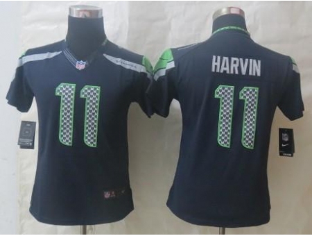Women Nike Seattle Seahawks 11 Percy Harvin Blue Limited NFL Jer
