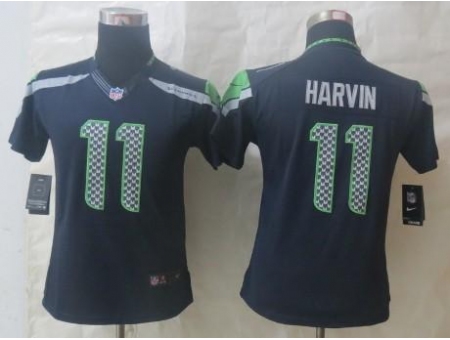 Women Nike Seattle Seahawks 11 Percy Harvin Blue Limited NFL Jersey