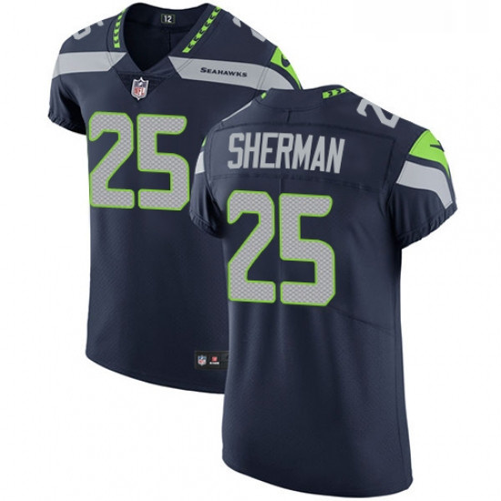 Mens Nike Seattle Seahawks 25 Richard Sherman Steel Blue Team Color Vapor Untouchable Elite Player N