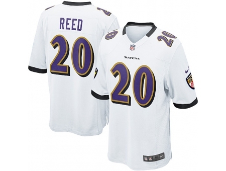 Nike Baltimore Ravens 20 Ed Reed White Game NFL Jersey