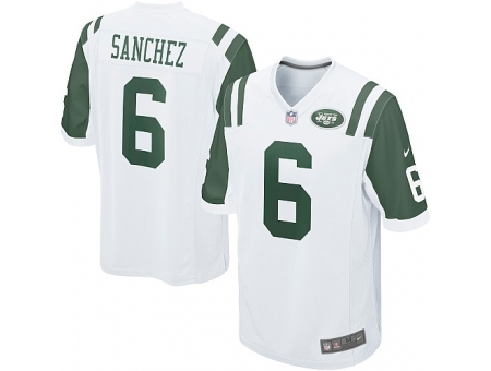 Nike New York Jets 6 Mark Sanchez White Game NFL Jersey