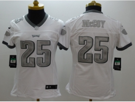 Women Nike Philadelphia Eagles #25 LeSean McCoy Platinum White Jerseys