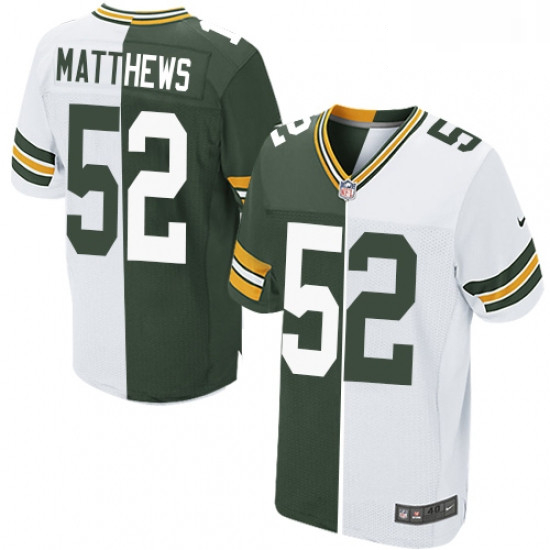 Men Nike Green Bay Packers 52 Clay Matthews Elite GreenWhite Spl