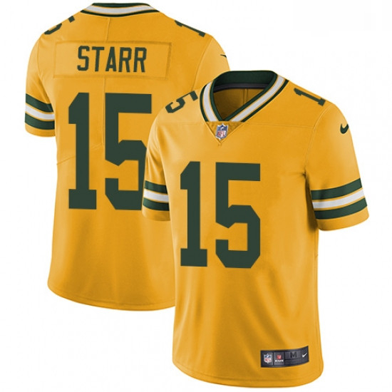 Men Nike Green Bay Packers 15 Bart Starr Limited Gold Rush Vapor