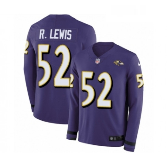 Mens Nike Baltimore Ravens 52 Ray Lewis Limited Purple Therma Lo