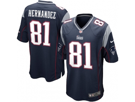 Nike New England Patriots 81 Aaron Hernandez blue Game NFL Jerse