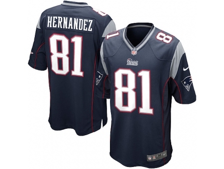 Nike New England Patriots 81 Aaron Hernandez blue Game NFL Jersey