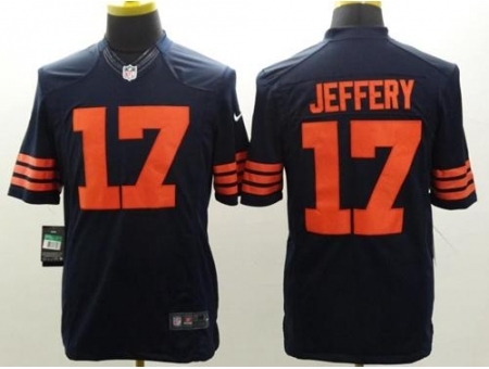 Nike Chicago Bears 17 Alshon Jeffery Blue Limited Orange Number NFL Jersey