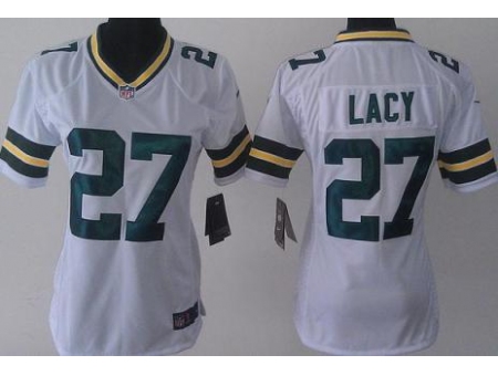 Women Nike Green Bay Packers 27 Eddie Lacy White NFL Jerseys