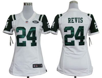 Women Nike New York Jets 24# Revis White Jersey