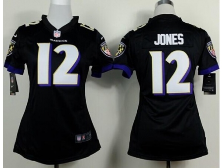 Women's Nike Baltimore Ravens #12 Jacoby Jones Black Alternate Stitched NFL New Elite Jersey