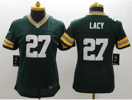 Women's Nike Green Bay Packers #27 Eddie Lacy Green Team Color Stitched NFL Limited Jersey