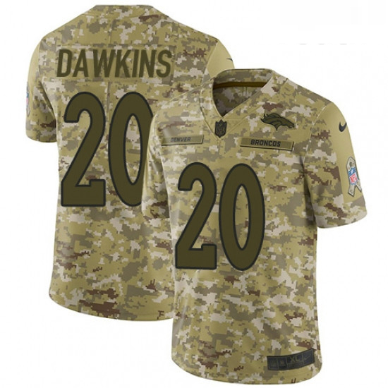 Youth Nike Denver Broncos 20 Brian Dawkins Limited Camo 2018 Salute to Service NFL Jersey