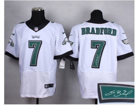 Nike Philadelphia Eagles 7 Sam Bradford white Elite Signature Jersey