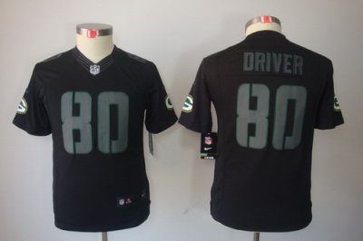 Youth Nike NFL Green Bay Packers #80 Donald Driver Black Jerseys[Impact Limited]