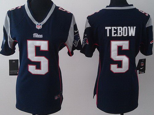 Women Nike New England Patriots 5 Tim Tebow Blue Jerseys