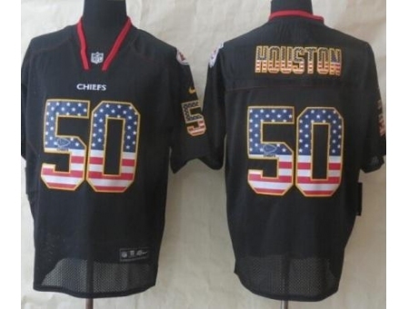 Nike Kansas City Chiefs 50 Justin Houston Black Elite USA Flag Fashion NFL Jersey