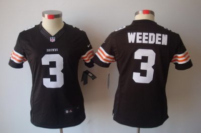 Women Nike NFL Cleveland Browns #3 Brandon Weeden Brown Color[NIKE LIMITED Jersey]