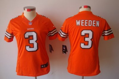 Women Nike NFL Cleveland Browns #3 Brandon Weeden Orange[NIKE LIMITED Jersey]