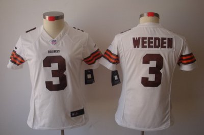 Women Nike NFL Cleveland Browns #3 Brandon Weeden White Color[NIKE LIMITED Jersey]