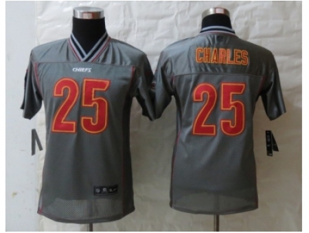 Nike Youth Kansas City Chiefs #25 Charles Grey Jerseys(Vapor)