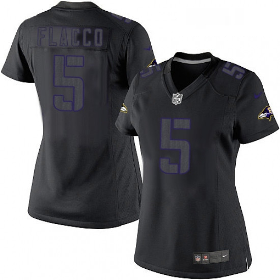 Womens Nike Baltimore Ravens 5 Joe Flacco Limited Black Impact N