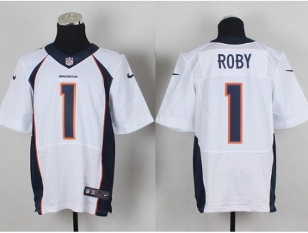 Nike Denver Broncos 1 Brandley Roby White Elite NFL Jersey