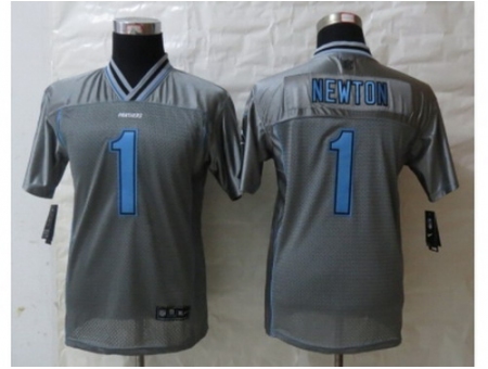 Youth Nike Carolina Panthers #1 Newton Grey Jerseys(Vapor)