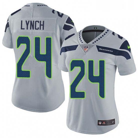 Womens Nike Seattle Seahawks 24 Marshawn Lynch Elite Grey Alternate NFL Jersey