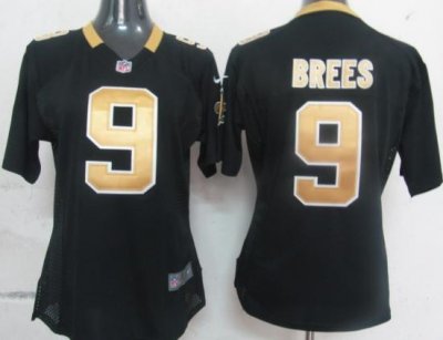 Womens Nike New Orleans Saints 9 Brees Black Nike NFL Jerseys