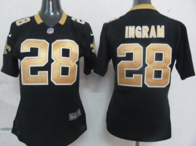 Womens Nike New Orleans Saints 28 Ingram Black Nike NFL Jerseys