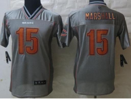 Kids Nike Chicago Bears 15 Brandon Marshall Grey Vapor Elite Jerseys