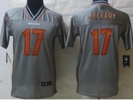 Kids Nike Chicago Bears 17 Alshon Jeffery Grey Vapor Elite Jerseys