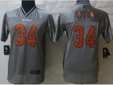 Kids Nike Chicago Bears 34 Walter Payton Grey Vapor Elite Jerseys