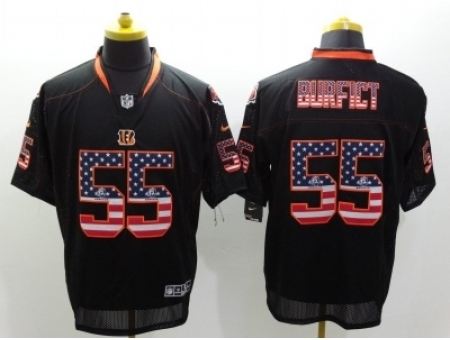 Nike Cincinnati Bengals 55 Vontaze Burfict Black Elite USA Flag Fashion NFL Jersey