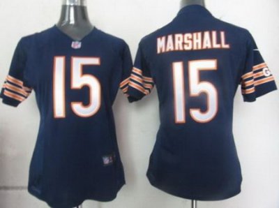 Women Nike Chicago Bears 15 Marshall Blue Nike NFL Game Jerseys