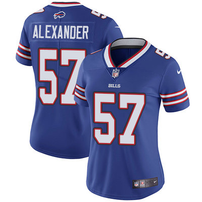 Nike Bills #57 Lorenzo Alexander Royal Blue Team Color Womens Stitched NFL Vapor Untouchable Limited