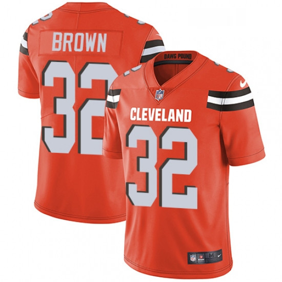 Youth Nike Cleveland Browns 32 Jim Brown Orange Alternate Vapor Untouchable Limited Player NFL Jerse