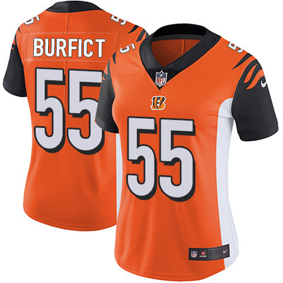 Nike Bengals #55 Vontaze Burfict Orange Alternate Womens Stitched NFL Vapor Untouchable Limited Jers