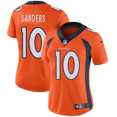 Nike Broncos #10 Emmanuel Sanders Orange Team Color Womens Stitched NFL Vapor Untouchable Limited Je