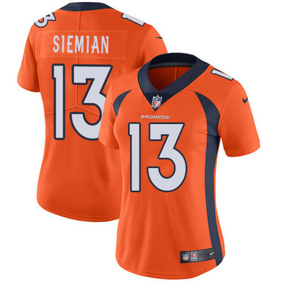 Nike Broncos #13 Trevor Siemian Orange Team Color Womens Stitched NFL Vapor Untouchable Limited Jers