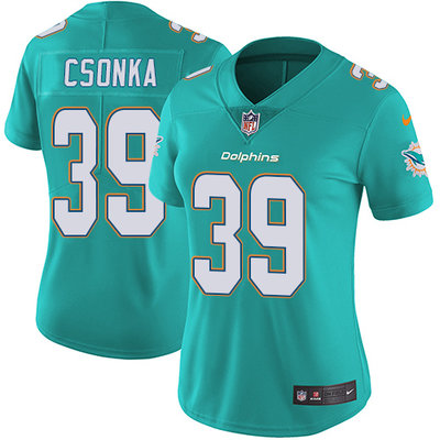 Nike Dolphins #39 Larry Csonka Aqua Green Team Color Womens Stitched NFL Vapor Untouchable Limited J