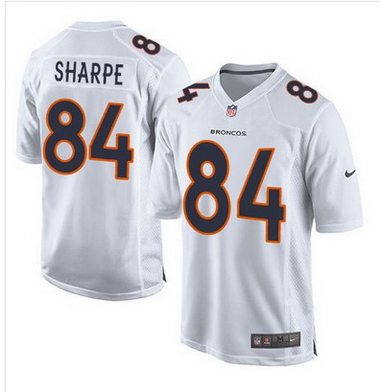 Nike Broncos #84 Shannon Sharpe White Mens Stitched NFL Game Event Jersey