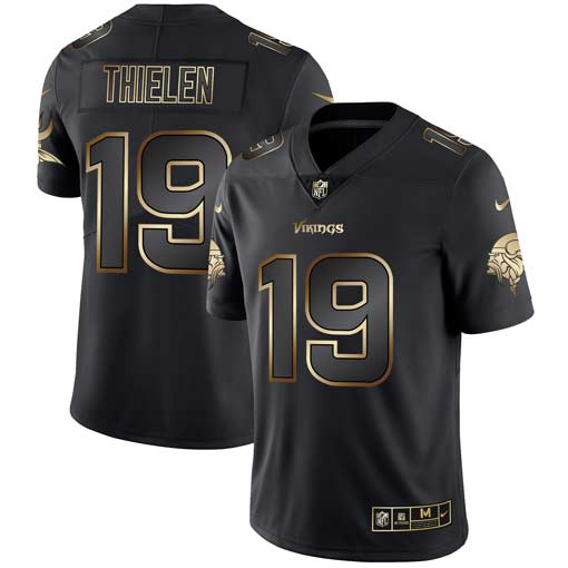 Nike Vikings 19 Adam Thielen Black Gold Vapor Untouchable Limited Jersey