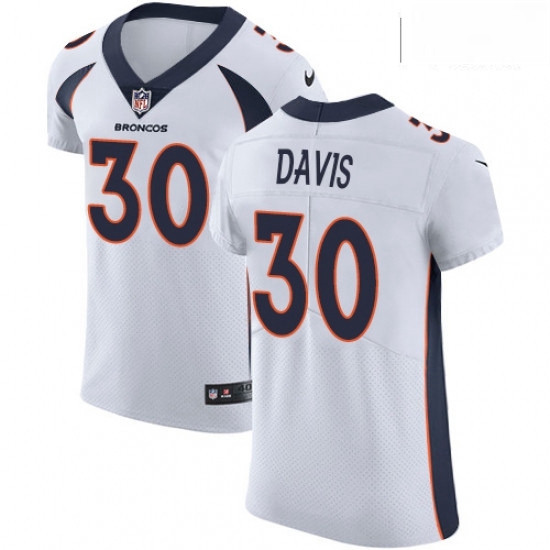Men Nike Denver Broncos 30 Terrell Davis White Vapor Untouchable