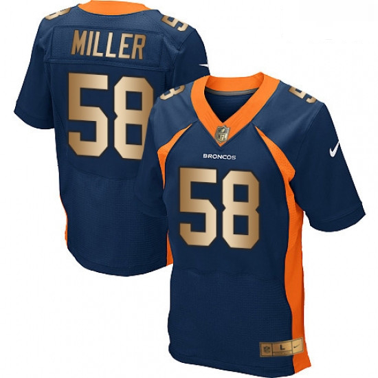 Men Nike Denver Broncos 58 Von Miller Elite NavyGold Alternate NFL Jersey