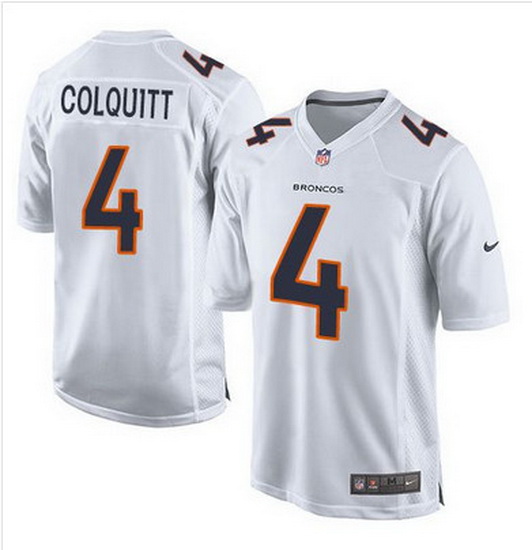 Nike Broncos #4 Britton Colquitt White Mens Stitched NFL Game Event Jersey