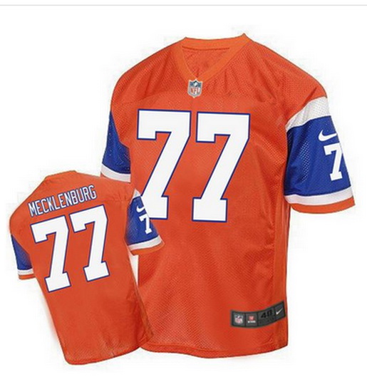 Nike Broncos #77 Karl Mecklenburg Orange Mens Stitched NFL Elite Throwback Jersey