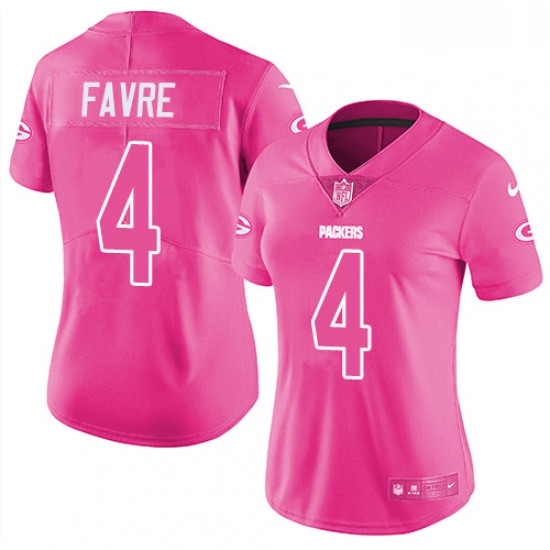 Womens Nike Green Bay Packers 4 Brett Favre Limited Pink Rush Fa